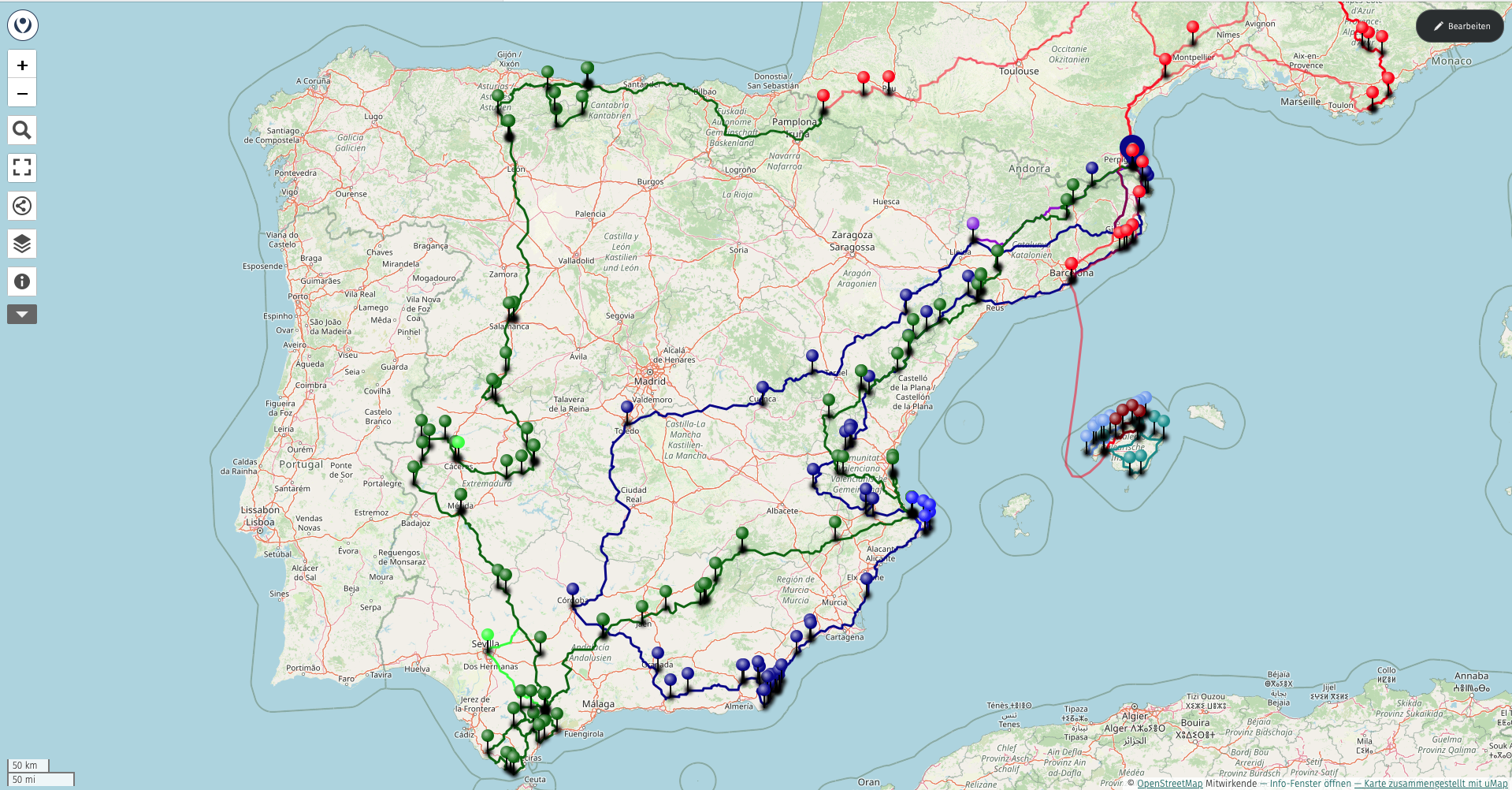 Spanien Tour 2007/2024/2025  18500 km All rights reserved by paddys----You may use this image or map, provided the source is acknowledged/© OpenStreetMap/ uMap