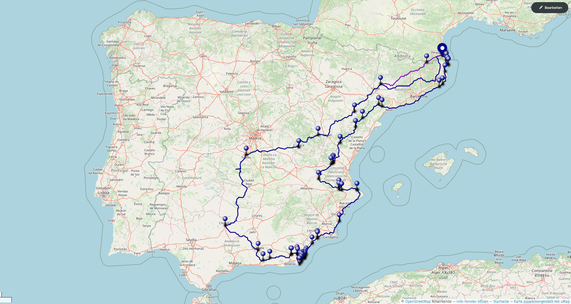 Spanien Tour 2024 6000 km All rights reserved by paddys----You may use this image or map, provided the source is acknowledged/© OpenStreetMap/ uMap