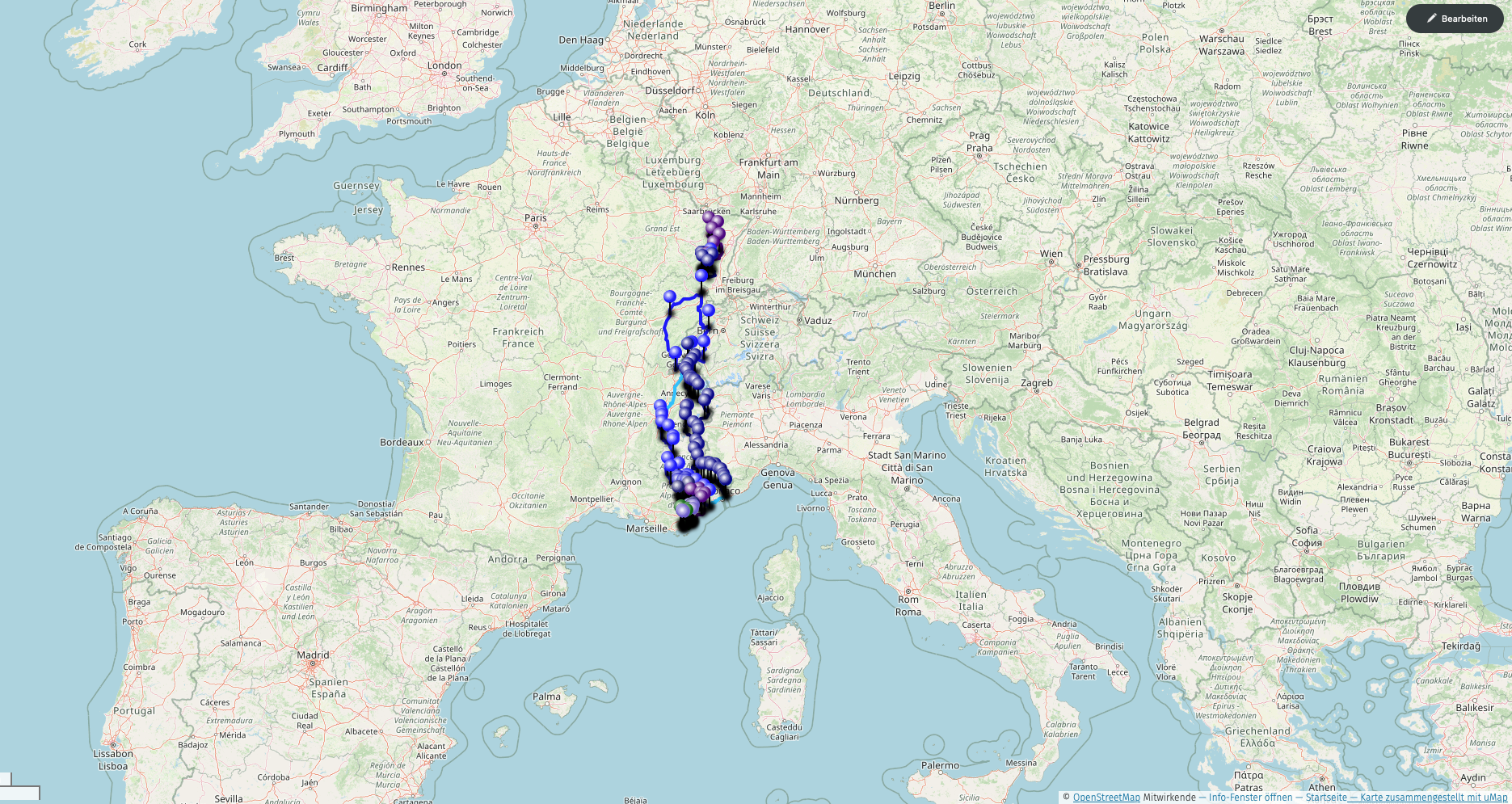 Frankreich----All rights reserved by paddys----You may use this image or map, provided the source is acknowledged/© OpenStreetMap/ uMap