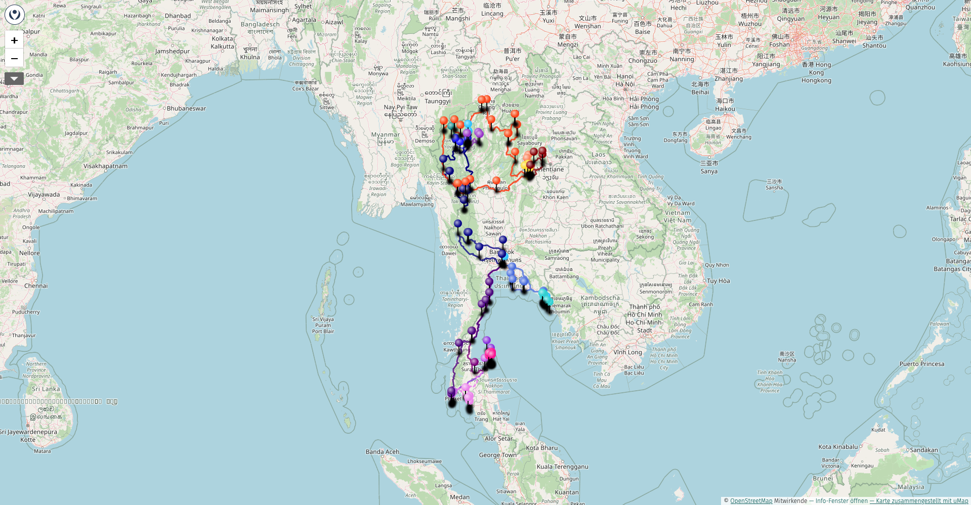 Thailand 2009-2017 11000 km All rights reserved by paddys----You may use this image or map, provided the source is acknowledged/© OpenStreetMap/ uMap
