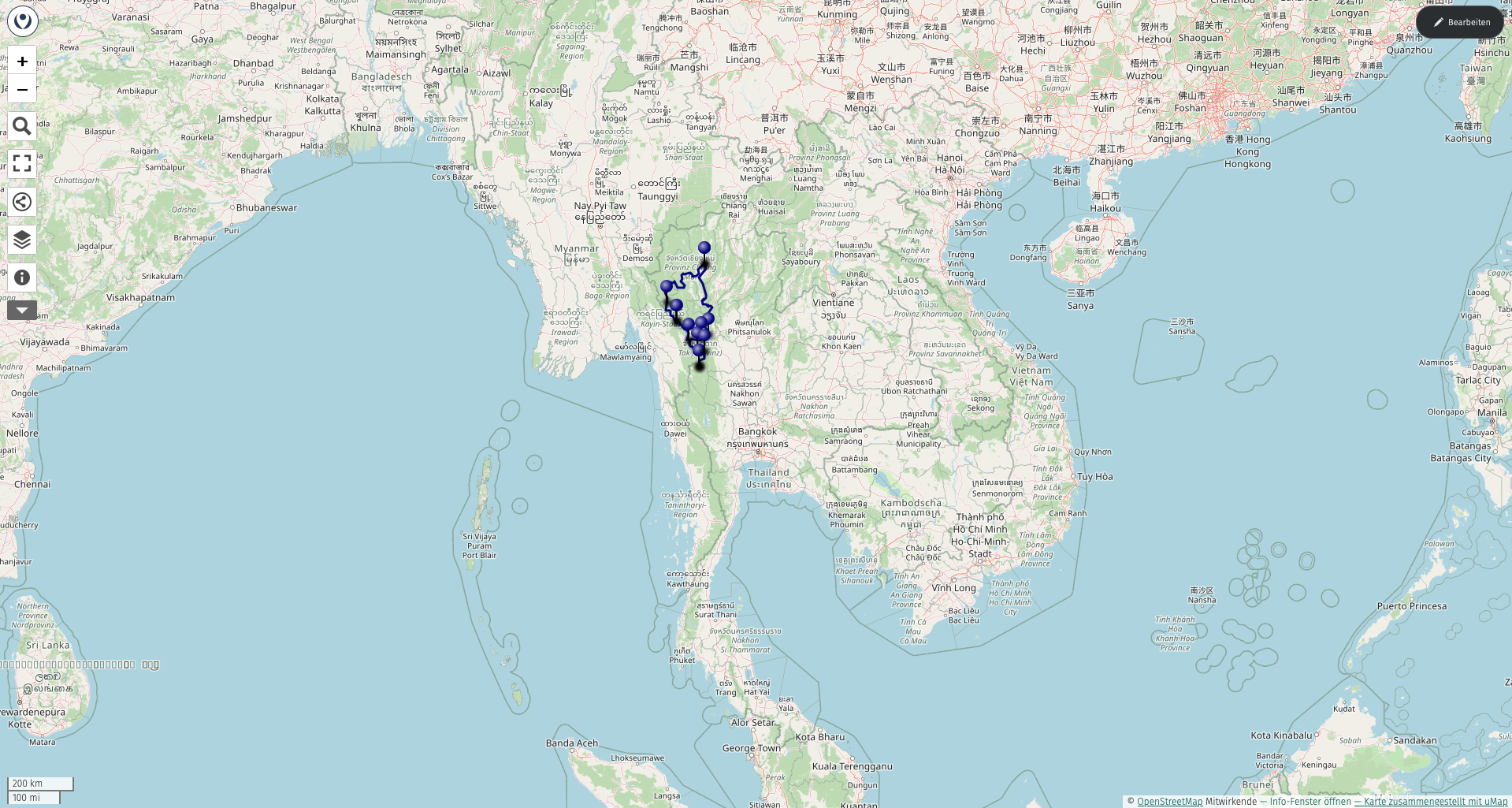 Thailand 2017 1289 km All rights reserved by paddys----You may use this image or map, provided the source is acknowledged/© OpenStreetMap/ uMap