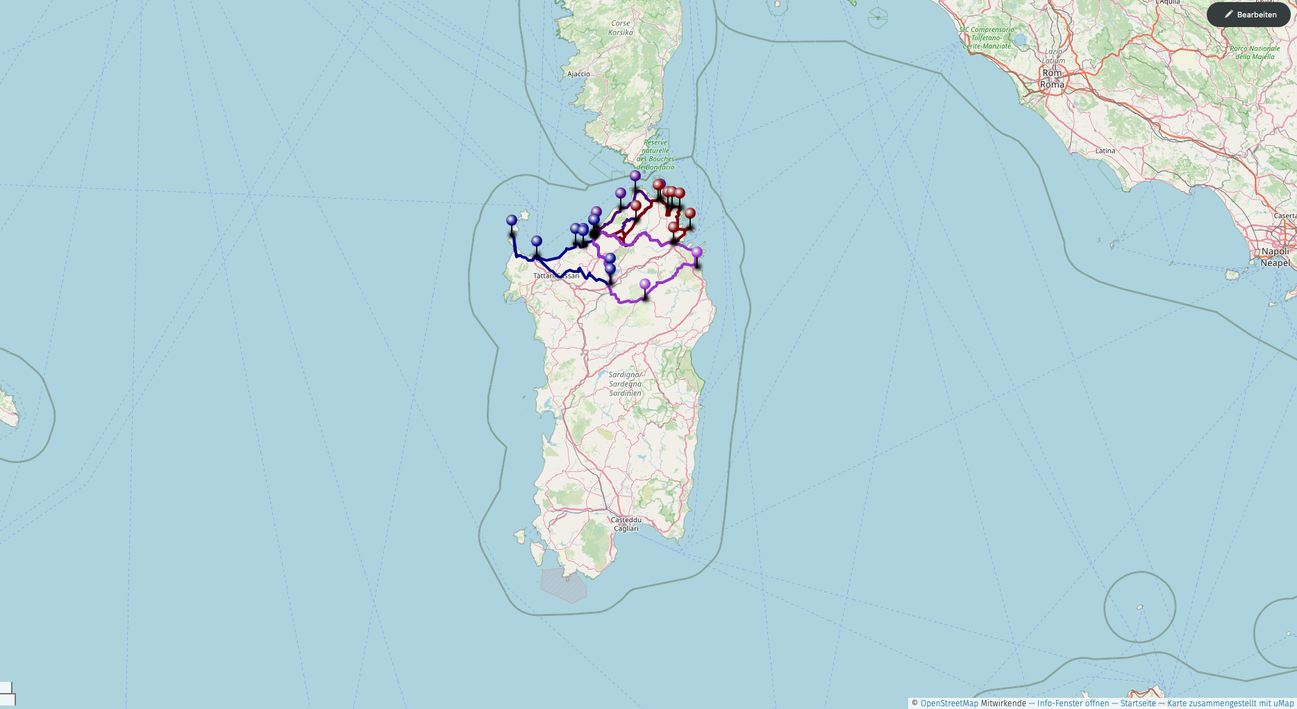Sardinien Tour 2023 3000 km All rights reserved by paddys----You may use this image or map, provided the source is acknowledged/© OpenStreetMap/ uMap